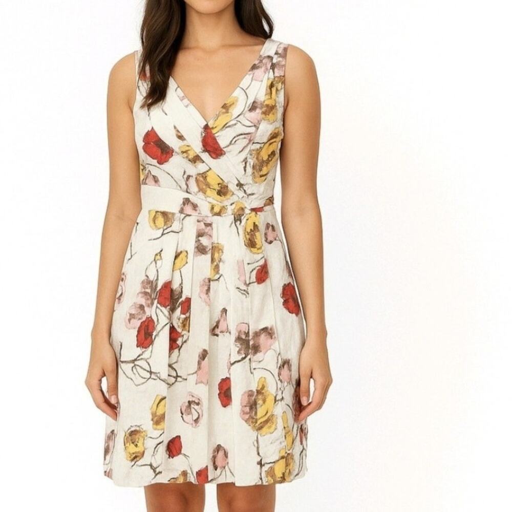 Lands' End Dress Size 18 Ivory Floral Sleeveless